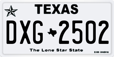 TX license plate DXG2502
