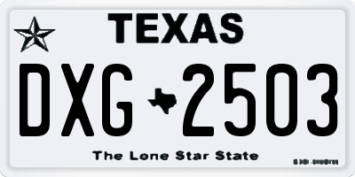 TX license plate DXG2503