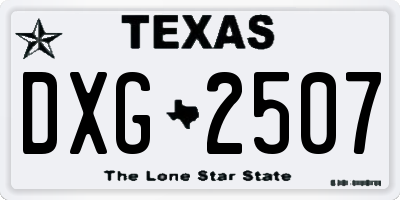 TX license plate DXG2507