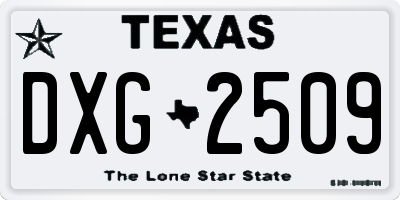 TX license plate DXG2509