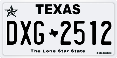 TX license plate DXG2512