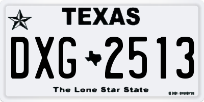 TX license plate DXG2513