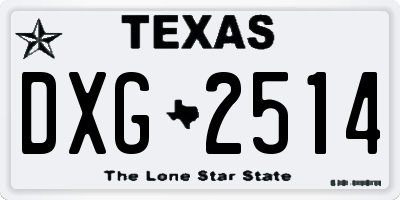 TX license plate DXG2514