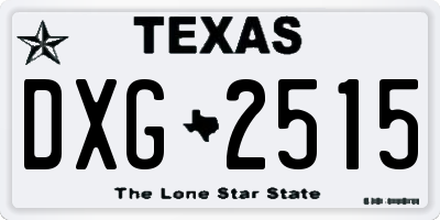 TX license plate DXG2515