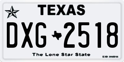 TX license plate DXG2518