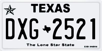 TX license plate DXG2521