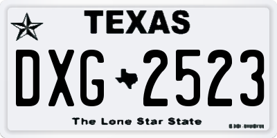 TX license plate DXG2523