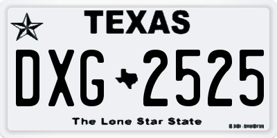 TX license plate DXG2525