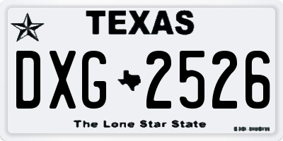 TX license plate DXG2526