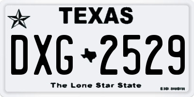 TX license plate DXG2529