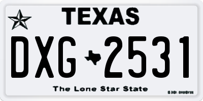 TX license plate DXG2531