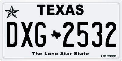 TX license plate DXG2532