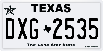 TX license plate DXG2535