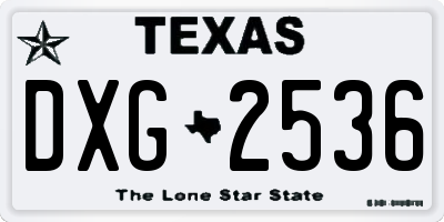 TX license plate DXG2536