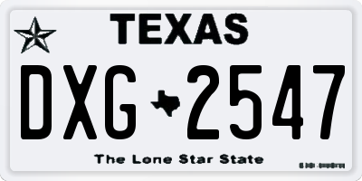 TX license plate DXG2547