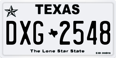 TX license plate DXG2548