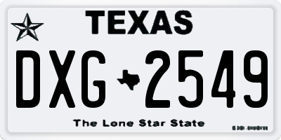 TX license plate DXG2549