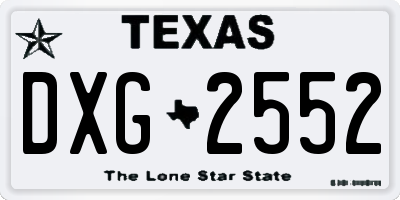 TX license plate DXG2552