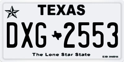 TX license plate DXG2553