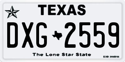 TX license plate DXG2559