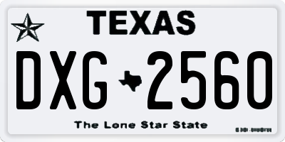 TX license plate DXG2560