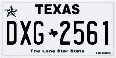 TX license plate DXG2561