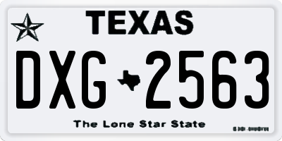 TX license plate DXG2563