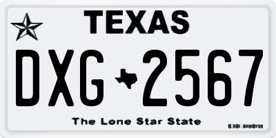 TX license plate DXG2567