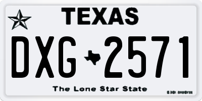 TX license plate DXG2571