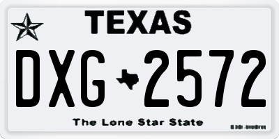 TX license plate DXG2572