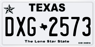 TX license plate DXG2573