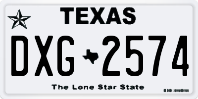 TX license plate DXG2574