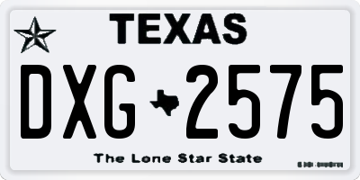 TX license plate DXG2575