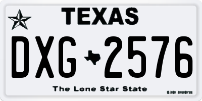 TX license plate DXG2576