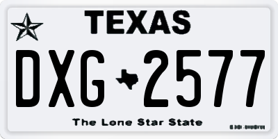 TX license plate DXG2577