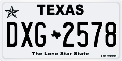 TX license plate DXG2578