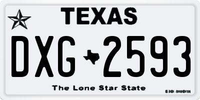 TX license plate DXG2593