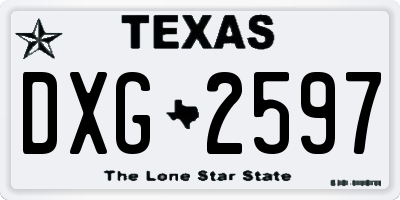 TX license plate DXG2597