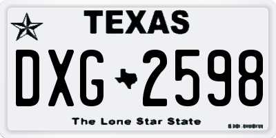 TX license plate DXG2598