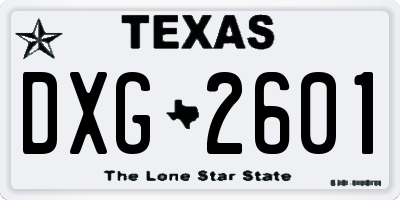 TX license plate DXG2601