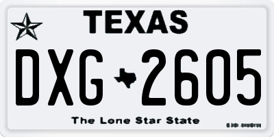 TX license plate DXG2605