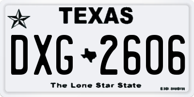 TX license plate DXG2606