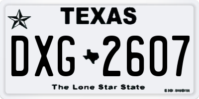 TX license plate DXG2607