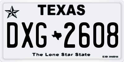 TX license plate DXG2608