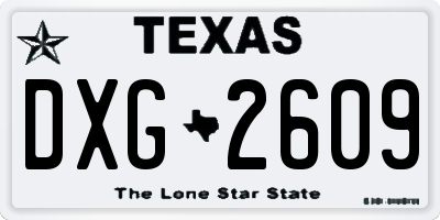 TX license plate DXG2609