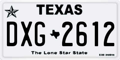 TX license plate DXG2612