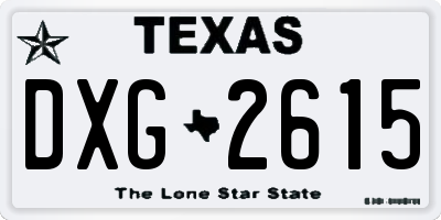 TX license plate DXG2615