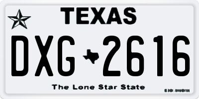 TX license plate DXG2616