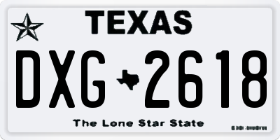TX license plate DXG2618