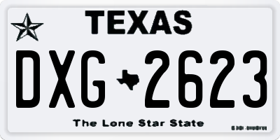 TX license plate DXG2623